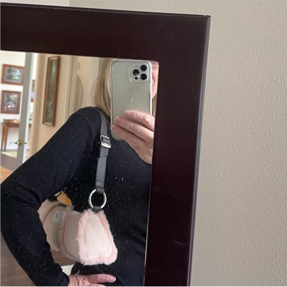 UGG Pink Suede Shoulder Purse Shearling Lined Leather Handbag Bag - Picture 3 of 14